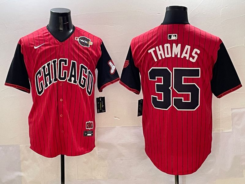 Men Chicago White Sox #35 Thomas Red Stripe Joint Name 2025 Nike MLB Jersey style 7